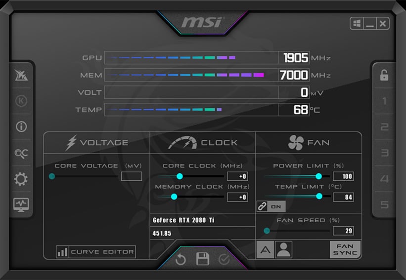 MSI Afterburner GPU Overclock Settings increase GPU Temperatures
