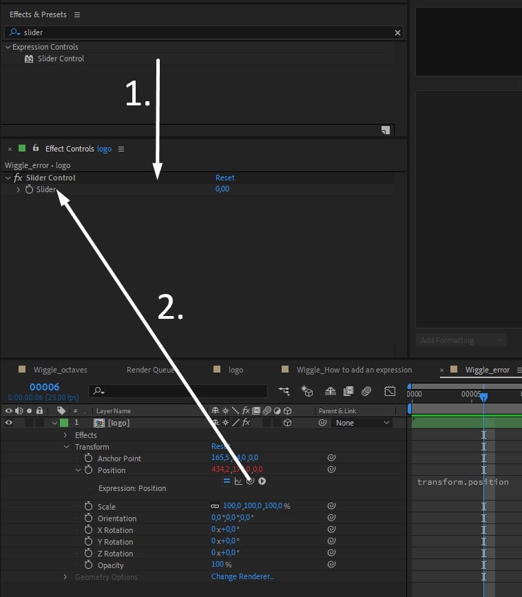 Control the Wiggle Expression through a Slider Control Effect
