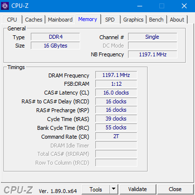CPU-Z RAM Timings Ryzen 3rd Gen 3900X